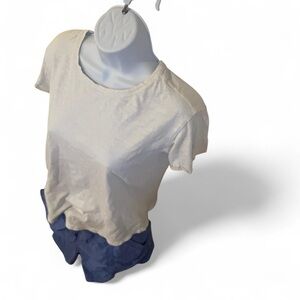 Old Navy white shirt with embroidered floral sleeves